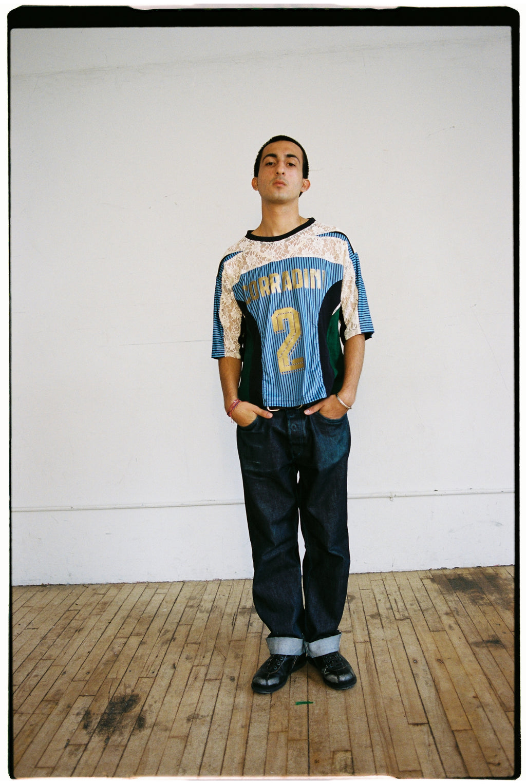 blue/green footy jersey