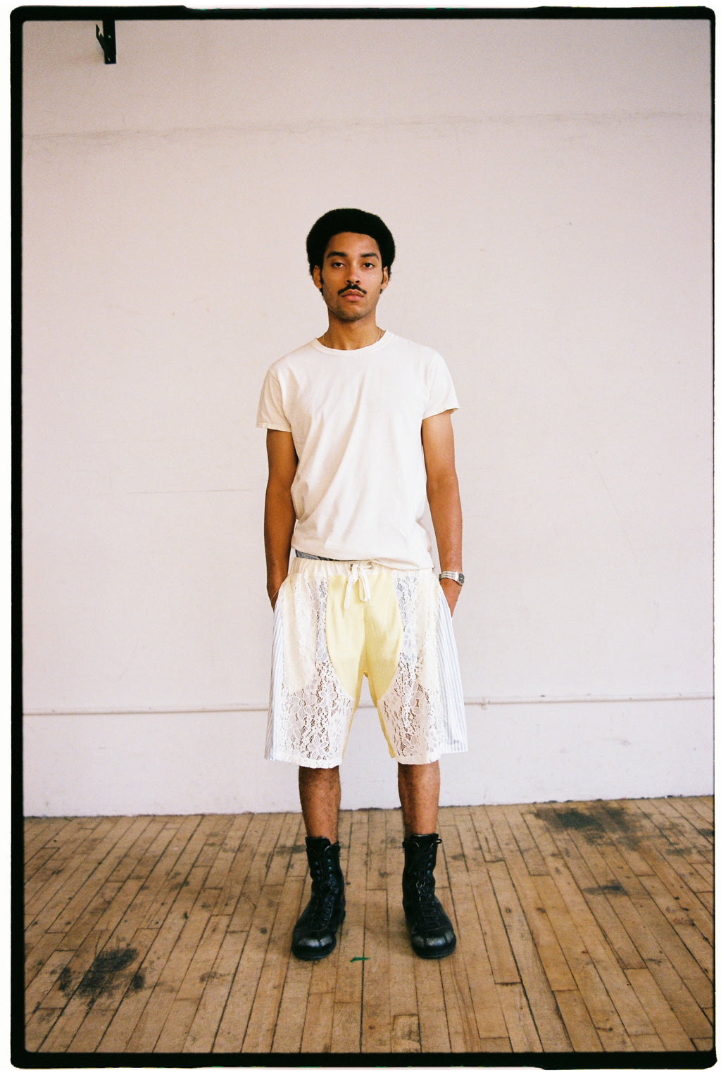 white footy shorts